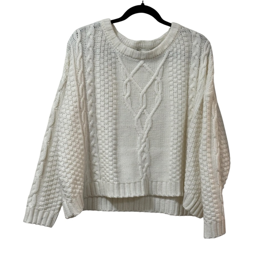 Mudd cream cable knit sweater XL cozy crewneck pullover chunky cottagecore